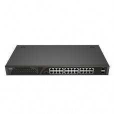 24-Port Gigabit Unmanaged Switch, 24 Gigabit RJ45 ports, 2 SFP ports, AC power supply, support PoE/ PoE+, PoE power budget: 370W